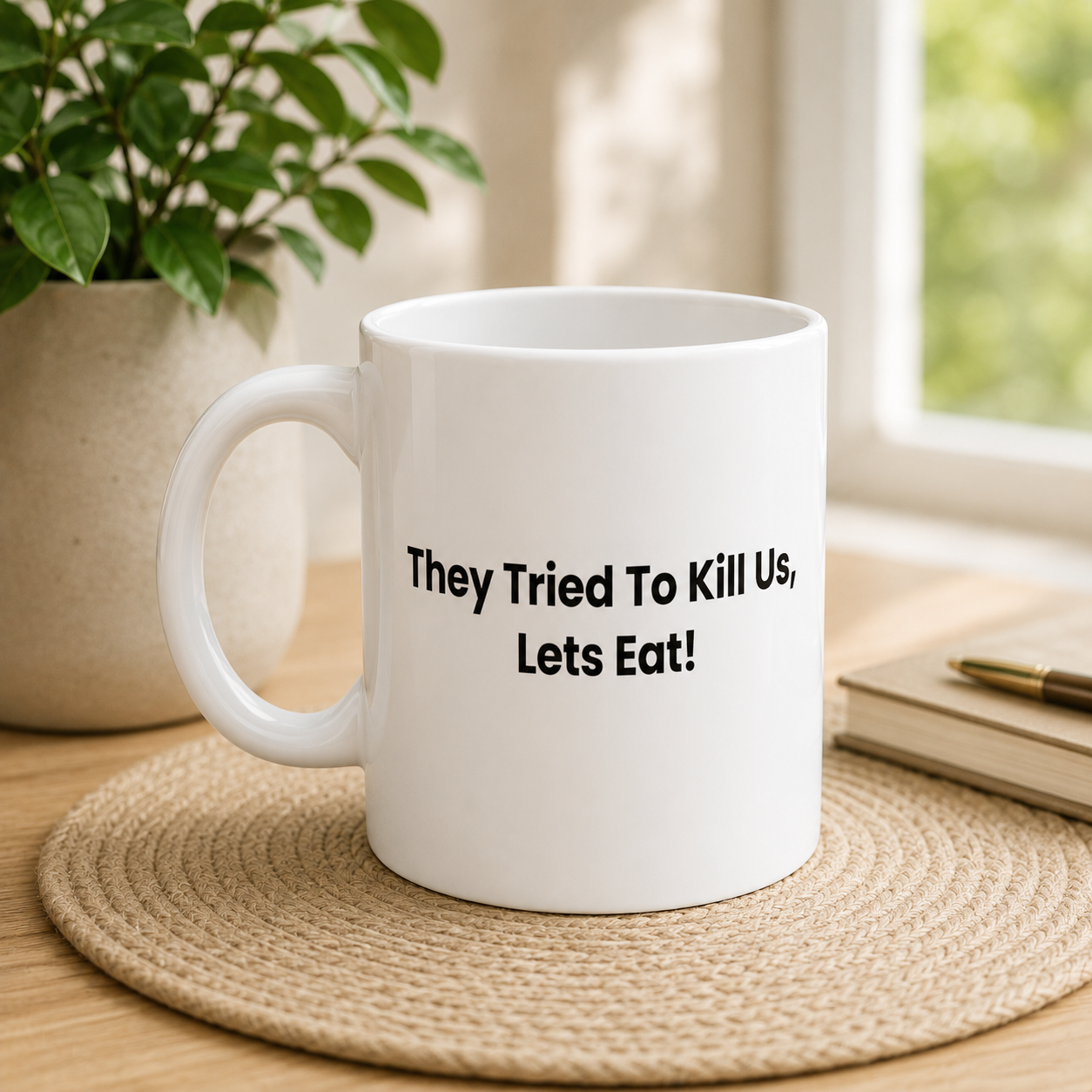 They Tried To Kill Us, Let's Eat! — Jewish Humor Coffee Mug