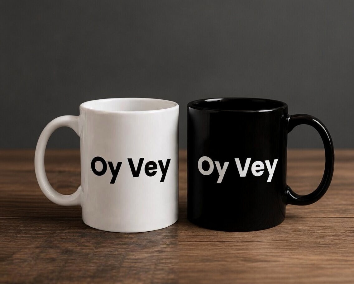 Oy Vey — Funny Jewish Coffee Mug (white)